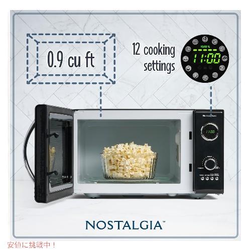 【並行輸入品】ノスタルジア Nostalgia レトロ カウンタートップ Retro Countertop 電子レンジ ブラック Microwave Oven Large 800W Black_1