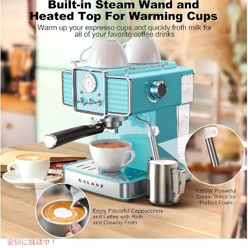 ガランツ レトロ エスプレッソマシン ミルクフローサー付 ブルー GLEC02BERE14 15気圧ポンプ ラテ カプチーノ Galanz Retro Espresso Machine ガランツ レトロ エスプレッソマシン ミルクフローサー付 ブルー GLEC02BERE14 15気圧ポンプ ラテ カプチーノ Galanz Retro Espresso Machine