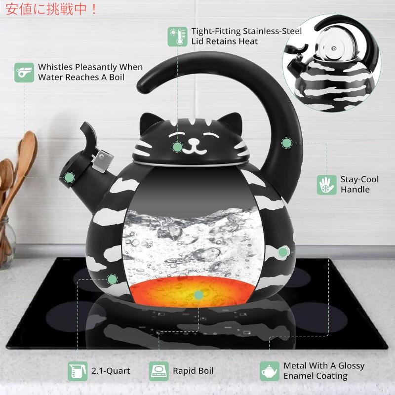☆未使用•レア☆ホイッスルケトル 猫型笛吹やかん/タキシードキャット☆ 並行輸入品】可愛いやかん Supreme Housewares 口笛ケトル 黒猫