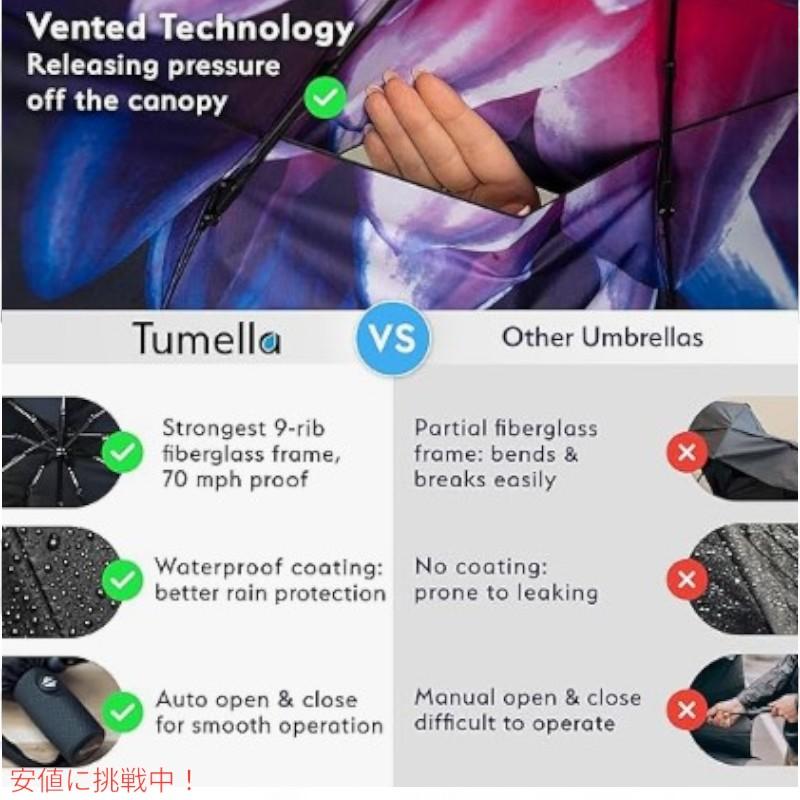 TUMELLA トゥメラ 風に最強に強い 旅行用 傘 Strongest Windproof Travel Umbrella Purple Dahlia パープルダリア 並行輸入品】TUMELLA トゥメラ 風に最強に強い 旅行用 傘 Strongest
