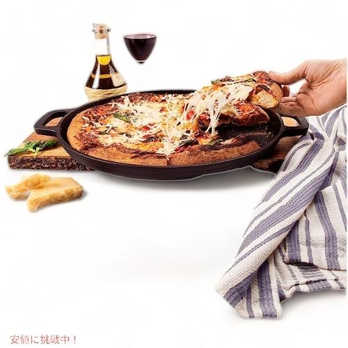 並行輸入品】鋳鉄ピザパン/ラウンドグリドル - 13.5インチのフラット