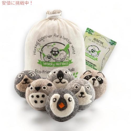 Wooly Heroes ウーリーヒーローズドライヤー ボール オーガニック 6個 Dryer Balls [1000回分使えて持続可能、環境に優しい] ペンギンと仲間たち 並行輸入品】Wooly Heroes ウーリーヒーローズドライヤー ボール
