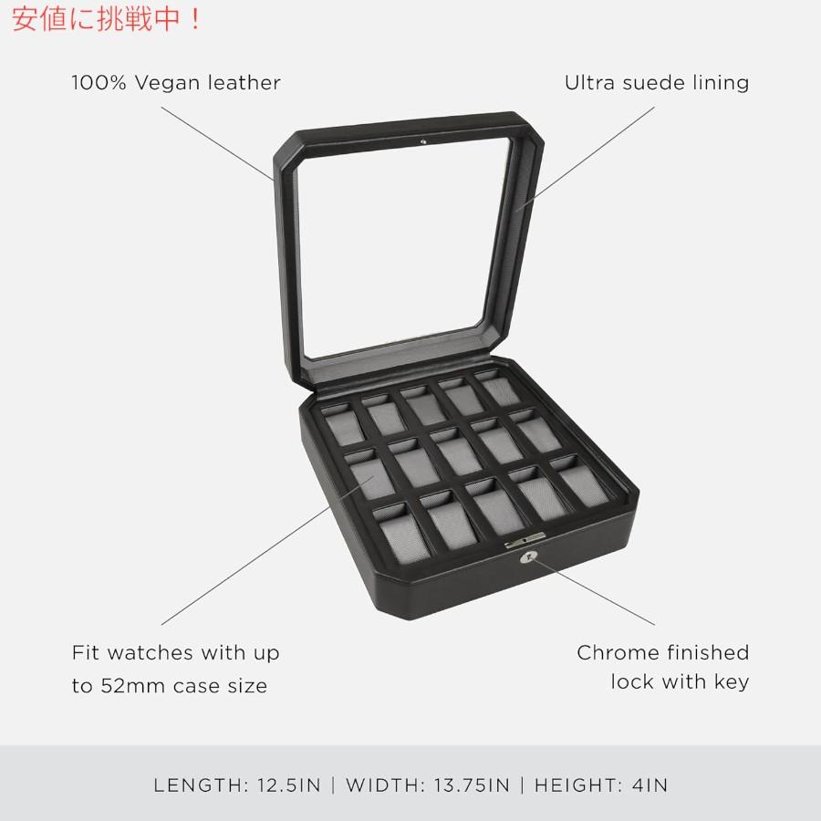 【並行輸入品】WOLF ウルフ Windsor ウィンザー 15 ピース ウォッチ コンパートメント ボックス Features 15 Watch Compartments - Black [4585029]_6