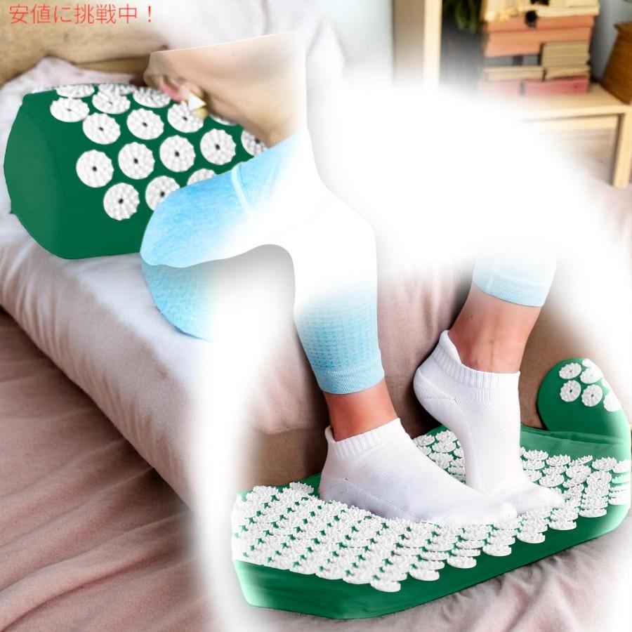 【並行輸入品】シヴァン Sivan 背中と首用 ツボ刺激マット＆ピローセット [ラージサイズ / グリーン ] Acupressure Mat and Pillow Set for Bの画像