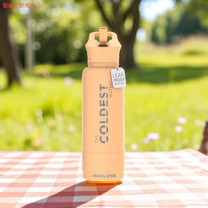[並行輸入品] The Coldest Water 真空断熱ウォーターボトル ストロー付きキャップ 保冷保温 ステンレス製 サハラピーチ 40oz(1.18L) Insulated Bottleの画像