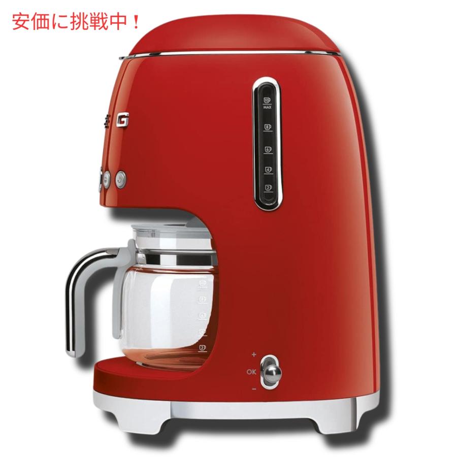 【並行輸入品】スメッグ コーヒーメーカー SMEG レトロデザイン ドリップフィルター 10カップ 赤 Retro Style Drip Filter Coffee Machine 10 cups Redの画像