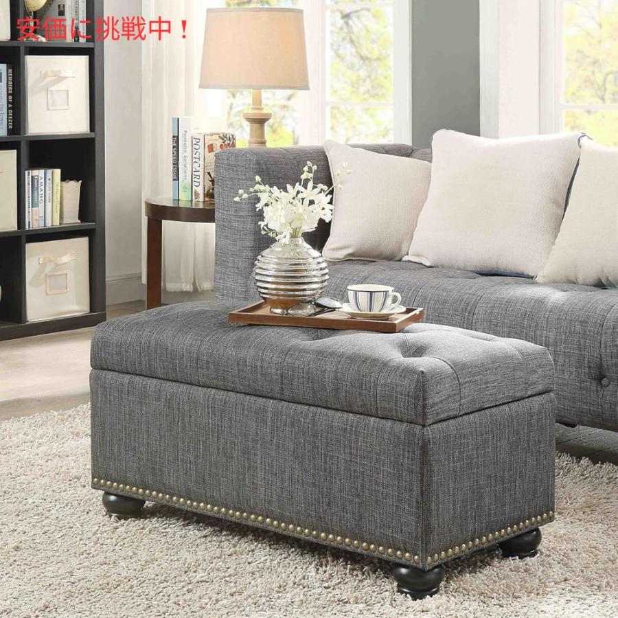 【並行輸入品】Convenience Concepts ストレージオットマン 35.5インチ ダークチャコールグレーファブリック Storage Ottoman 35.5" Dark Charcoal Gray Fabric_2