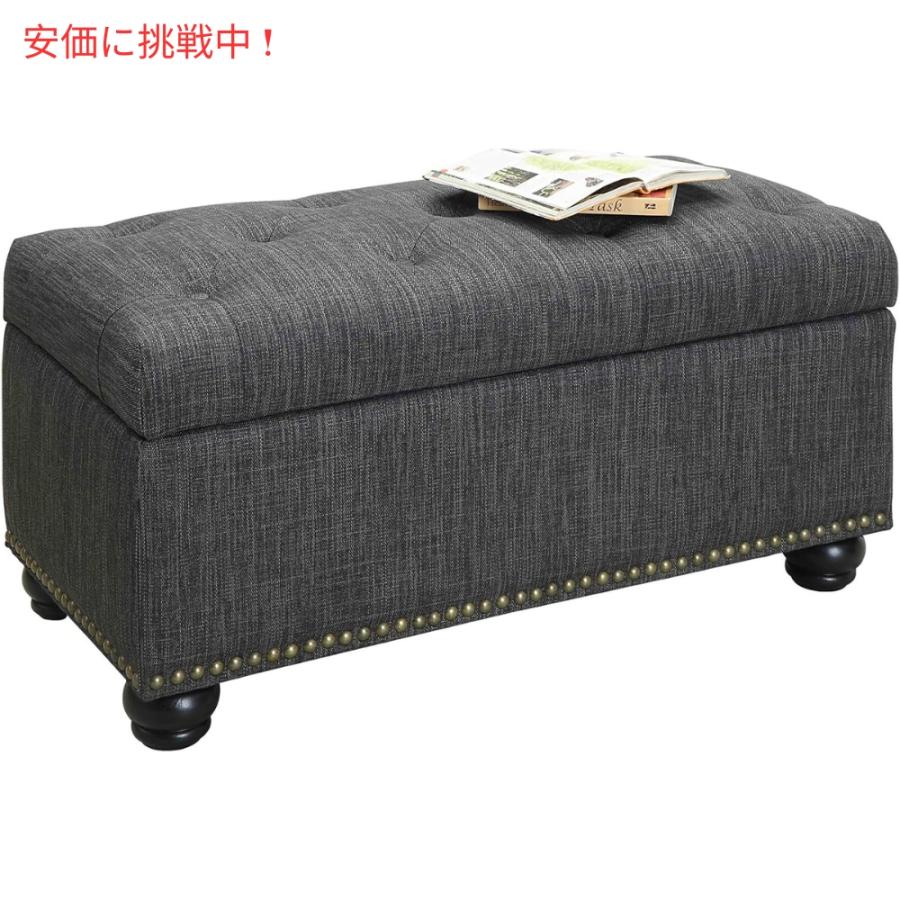 【並行輸入品】Convenience Concepts ストレージオットマン 35.5インチ ダークチャコールグレーファブリック Storage Ottoman 35.5" Dark Charcoal Gray Fabric_4