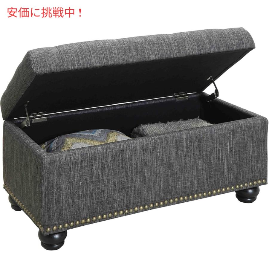 【並行輸入品】Convenience Concepts ストレージオットマン 35.5インチ ダークチャコールグレーファブリック Storage Ottoman 35.5" Dark Charcoal Gray Fabric_5
