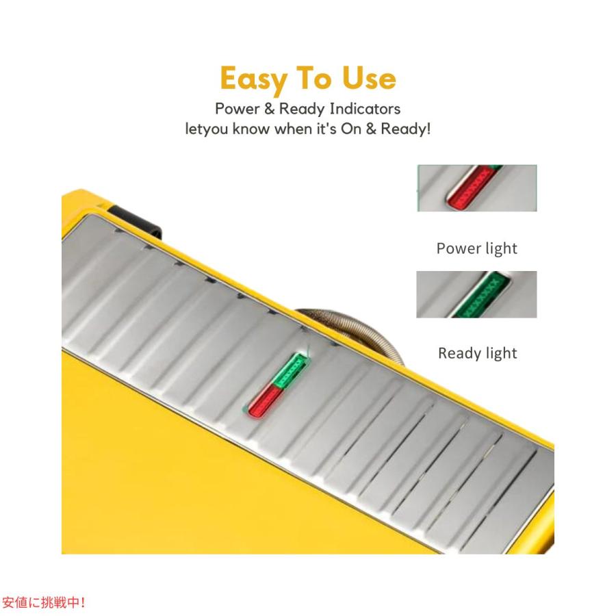 サステアス Susteas 3-in-1 ホットサンドメーカー ノンスティック イエロー 180度オープン グリル パニーニ グリルサンド Electric Indoor Grill 3-in-1 並行輸入品】サステアス Susteas 3-in-1 ホットサンドメーカー ノン