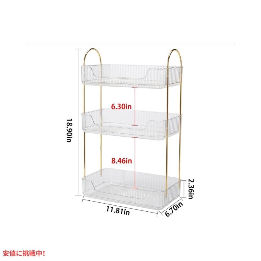 【並行輸入品】バスルーム 収納ラック カウンター 化粧品 小物 オーガナイザー カウンター収納 3段 クリア Bathroom Counter Organizer Countertop Stoの画像