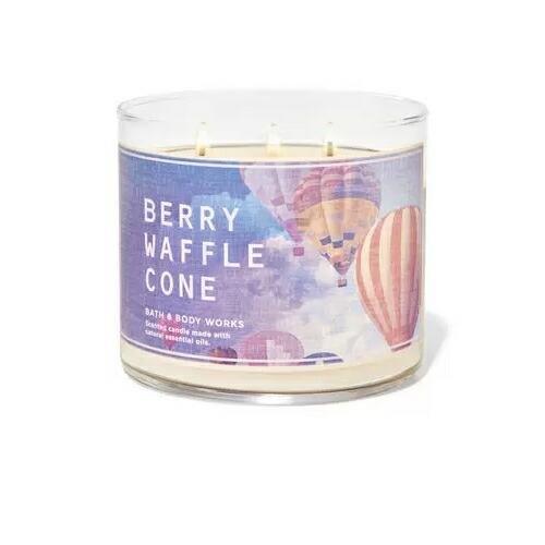 Bath and Body Works 3Wick Candle BERRY WAFFLE CONE 14.5 oz / 411 g
