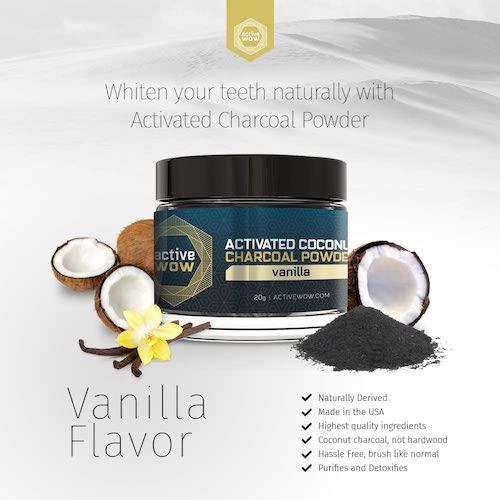 Active Wow Activated Charcoal Teeth Whitening Powder, Vanilla / アクティブワオ