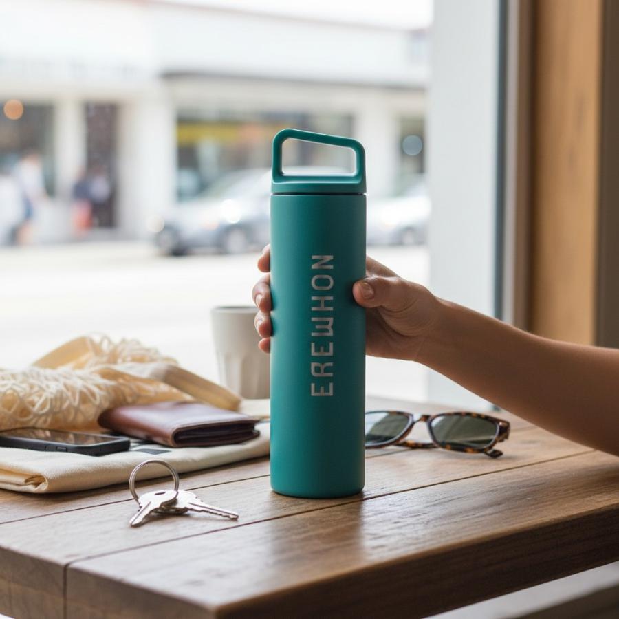 【並行輸入品】Erewhon エレウォン ウォーターボトル 水筒 広口 ステンレスボトル コースタルティール 20oz / 約591ml 保温 保冷 Wide Mouth Bottleの画像