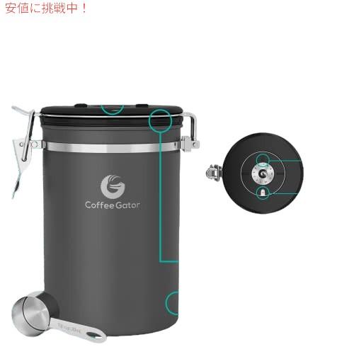 Coffee Gator コーヒーキャニスター　コーヒー保存容器 粉と豆用  CO2放出バルブ & 計量スクープ付き  L シルバー｜americankitchen｜02