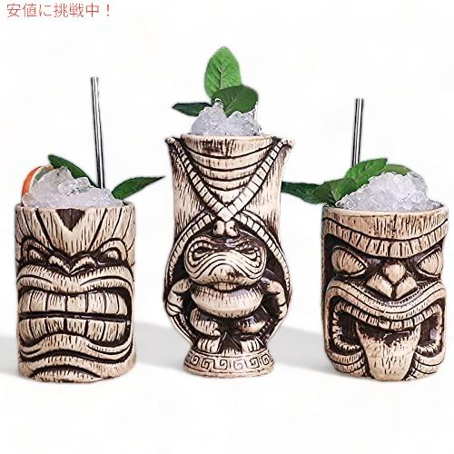 【並行輸入品】ティキマグセット - 大型セラミックティキマグ、マイタイ、パンチ、ピニャコラーダ、トロピカルバードリンク用カクテルマグ (TIKISET)の画像