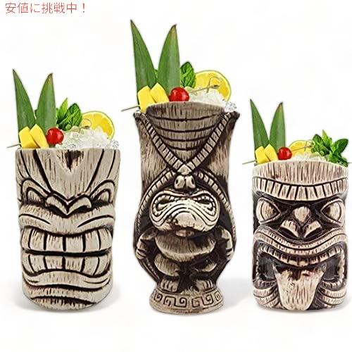 【並行輸入品】ティキマグセット - 大型セラミックティキマグ、マイタイ、パンチ、ピニャコラーダ、トロピカルバードリンク用カクテルマグ (TIKISET)の画像