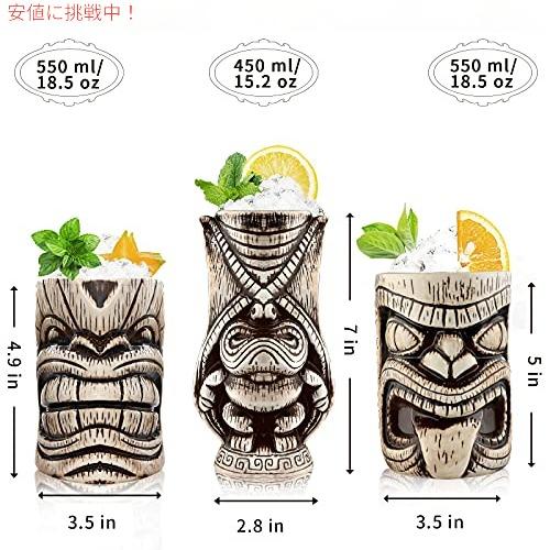 【並行輸入品】ティキマグセット - 大型セラミックティキマグ、マイタイ、パンチ、ピニャコラーダ、トロピカルバードリンク用カクテルマグ (TIKISET)の画像