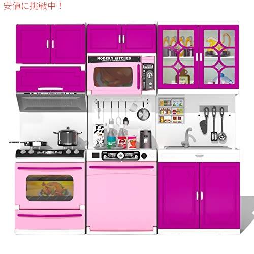 【並行輸入品】TEMI キッチンプレイセット 56ピース キッチンセット 5イン1 ミニキッチン ライト&サウンド付き_3