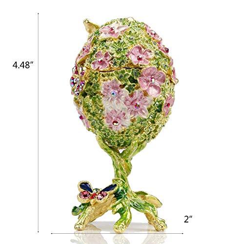 【並行輸入品】SEVENBEES チェリーファベルジェエッグジュエリー小物ボックスヒンジ付き Green & Pink : American ...