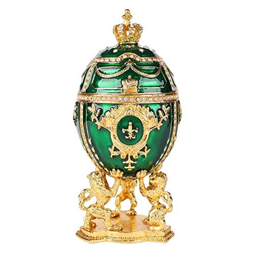 【美品】地球儀型 (インペリアル・エッグ風)ジュエリーボックス エナメル置物 並行輸入品】QIFU ヴィンテージ グリーン ファベルジェエッグ エナメル