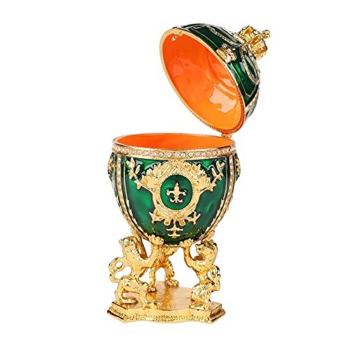 【並行輸入品】QIFU ヴィンテージ グリーン ファベルジェエッグ エナメル 小物入れ ヒンジ付き ユニークなギフト ホームデコレーション…_2