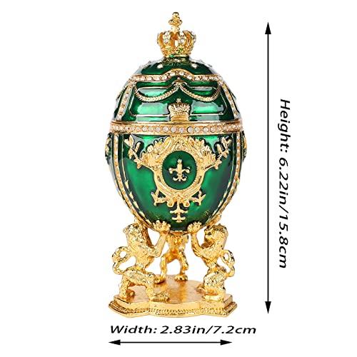 【並行輸入品】QIFU ヴィンテージ グリーン ファベルジェエッグ エナメル 小物入れ ヒンジ付き ユニークなギフト ホームデコレーション…_3