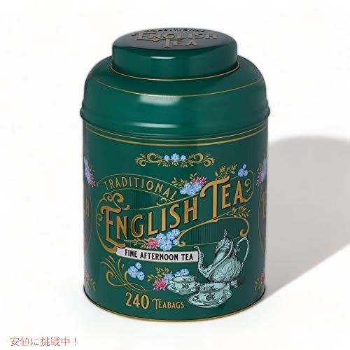 New English Teas ビンテージ ビクトリアン ラウンド ティー キャディ 240イングリッシュ ティーバッグ (ボトル グリーン)_1