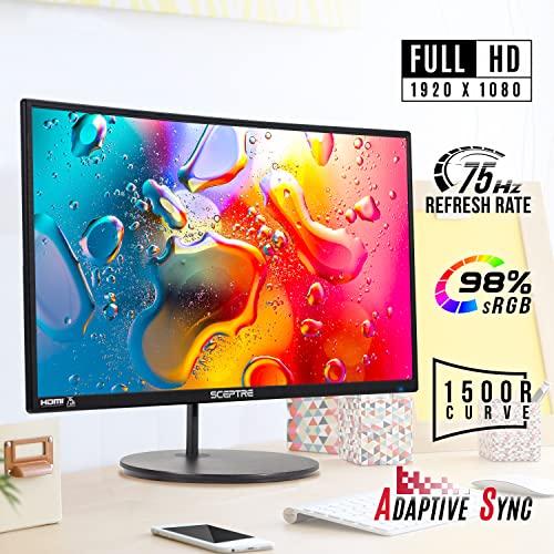 並行輸入品】Scepter 24インチ 曲面 75Hz ゲーミング モニター フル HD 