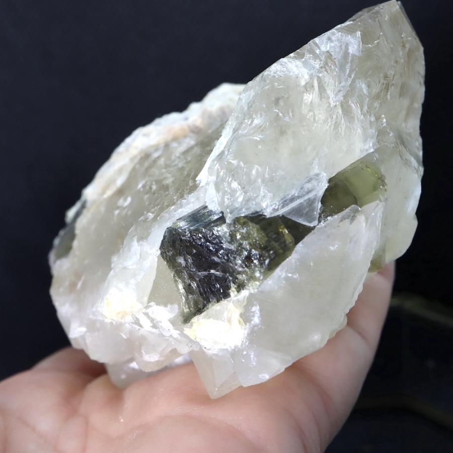 グリーン トルマリン 母岩 煙水晶 スモーキークォーツ 電気石
