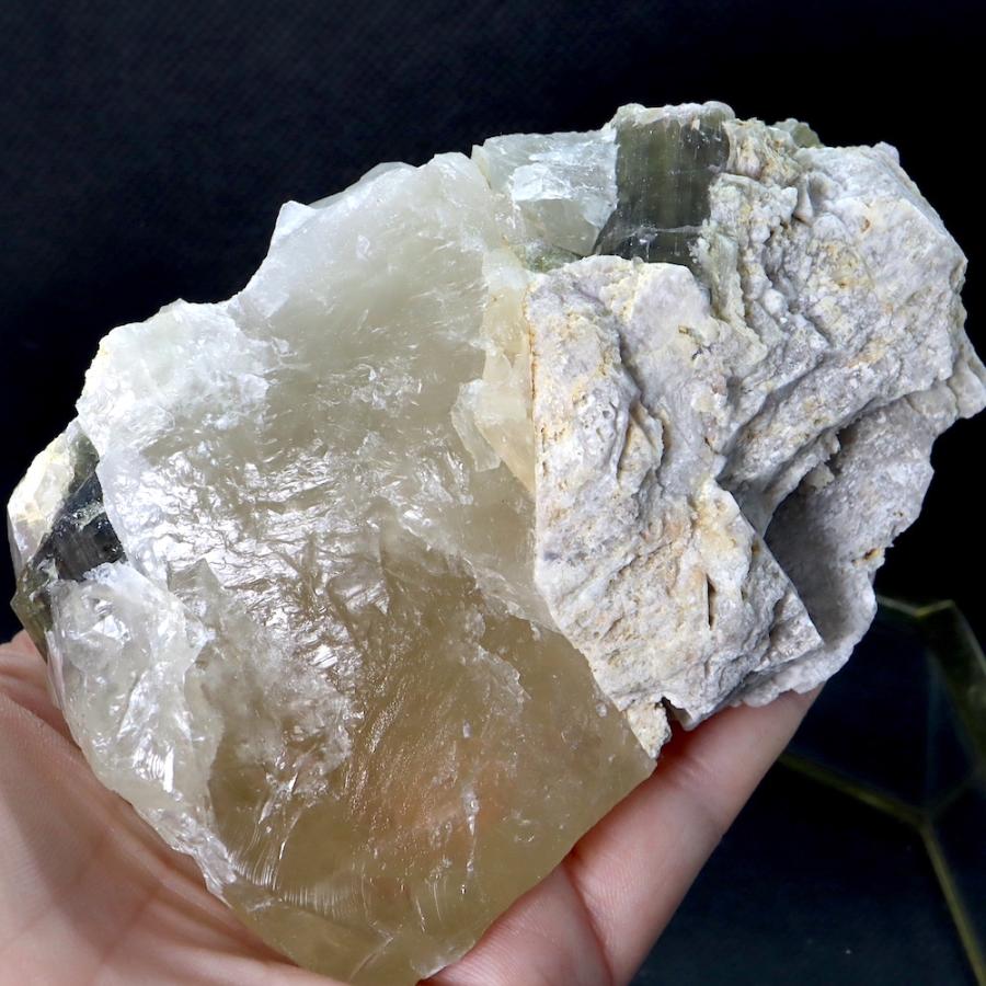 グリーン トルマリン 母岩 煙水晶 スモーキークォーツ 電気石