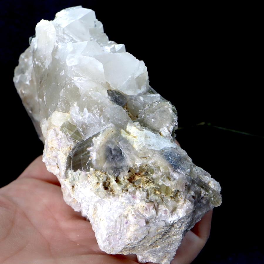 グリーン トルマリン 母岩 煙水晶 スモーキークォーツ 電気石