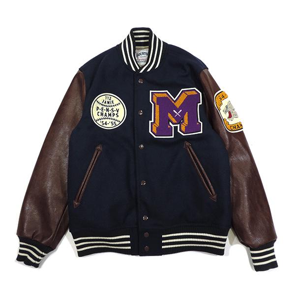 ヒューストン メルトン アワード ジャケット  アレゲニー ネイビー スタジャン HOUSTON MELTON AWARD JACKET ALLEGHENY NAVY 51272 送料無料｜americanrushstore｜02