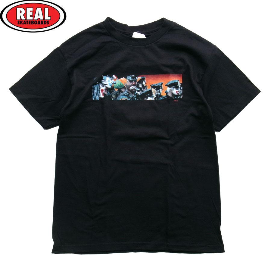 vintage REAL Tシャツ スケートボード REAL SKATEBOARDS CLOWN COPS S/S T-SHIRTS BLACK リアル スケート