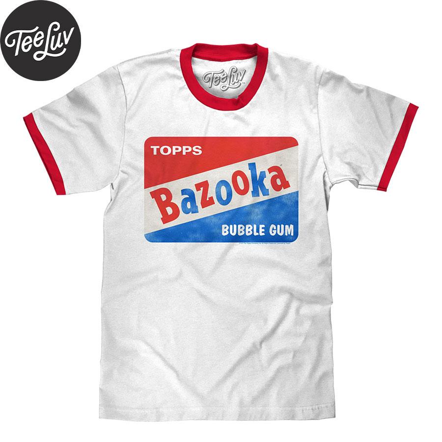 TEE LUV TOPPS BAZOOKA BUBBLE GUM RINGER T-SHIRTS WHITE/RED ティー 