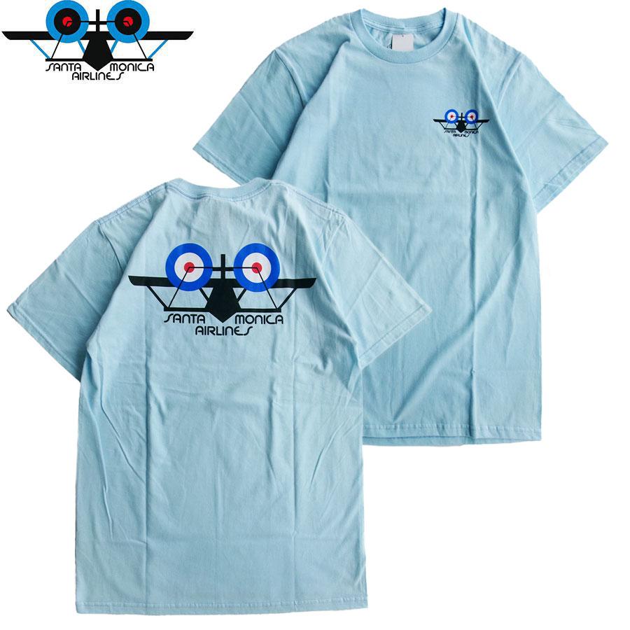 SANTA MONICA AIRLINES SMA BI-PLANE S/S T-SHIRTS BABY BLUE サンタ