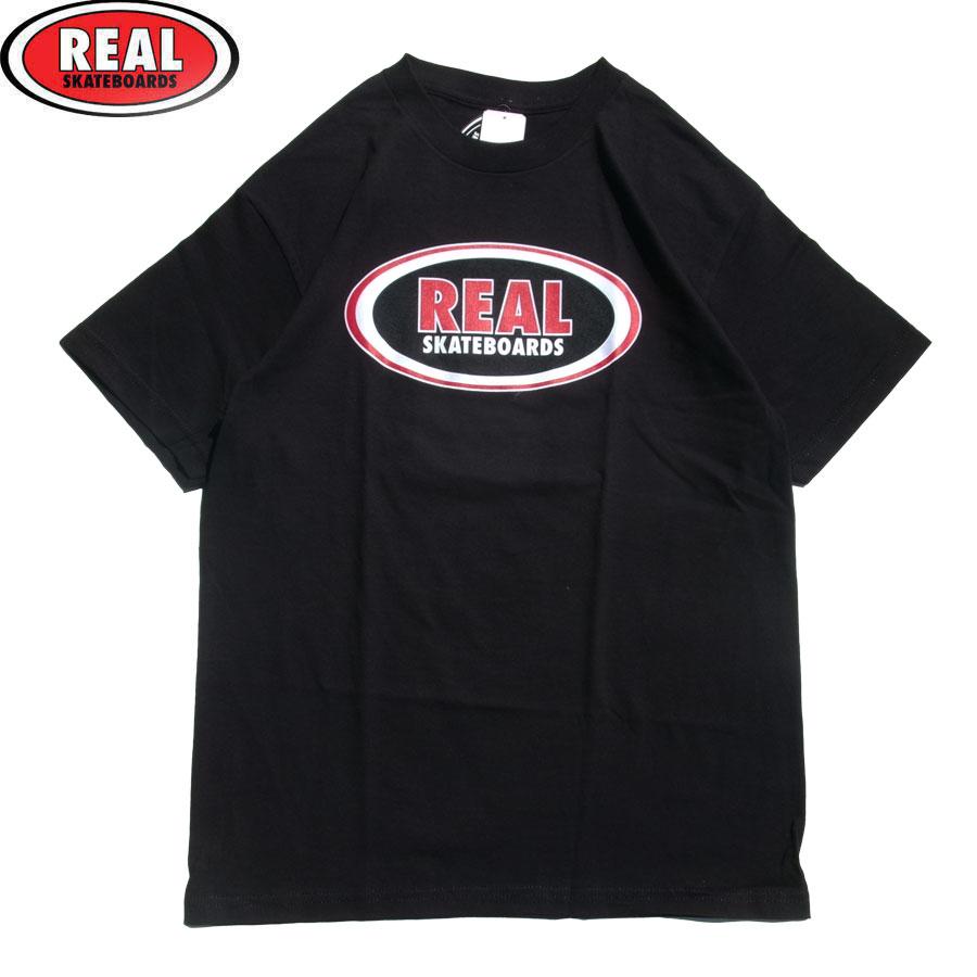 REAL SKATEBOARDS OVAL S/S T-SHIRTS BLACK/RED リアル スケートボード