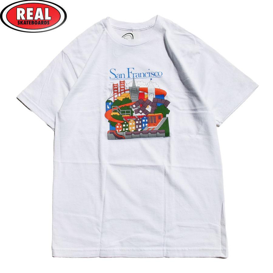 REAL SKATEBOARDS SF TRAVEL S/S T-SHIRTS WHITE リアル スケート