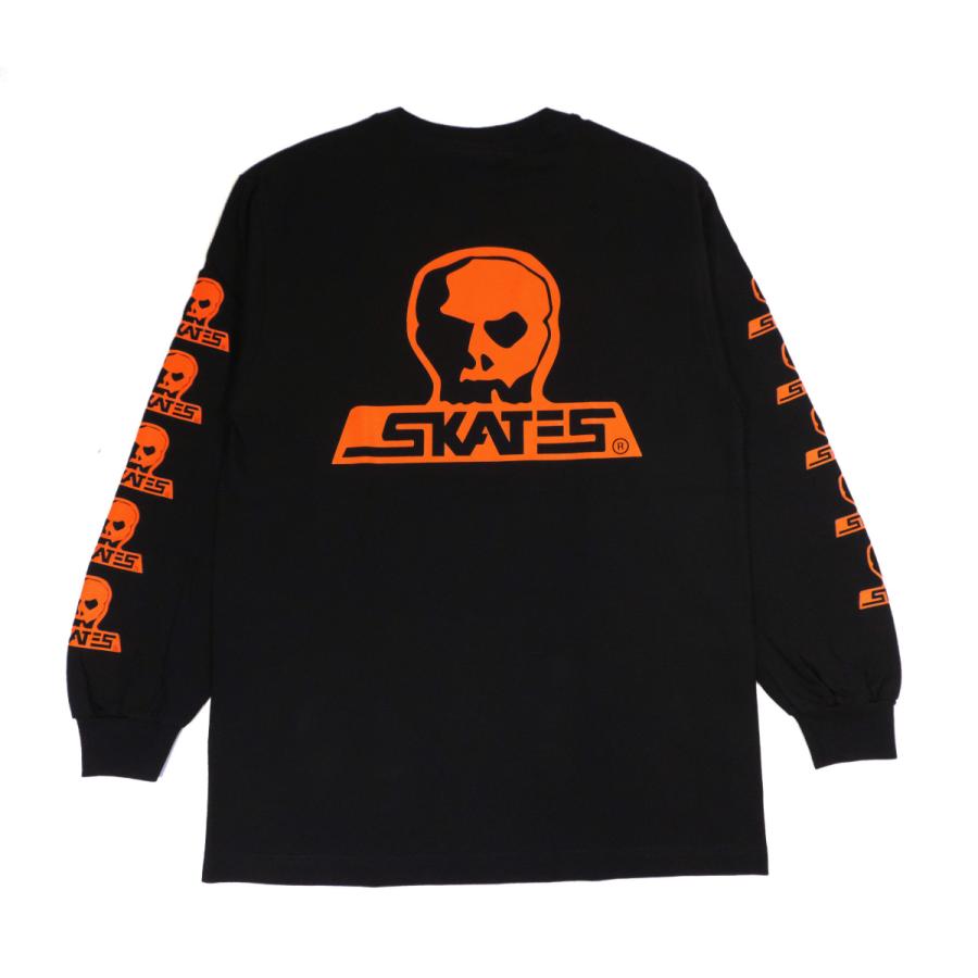 スカルスケーツ ロゴ ブラックサンセット 長袖 Tシャツ ブラック オレンジ ロンT メンズ オールドスケート SKULL SKATES LOGO BLACK SUNSET L/S T-SHIRTS BLACK｜americanrushstore