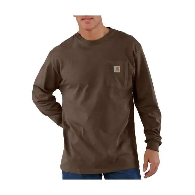 ブラウン 長袖シャツ ポケット付き Carhartt（カーハート） 長袖 ポケットTシャツ オリジナルフィット