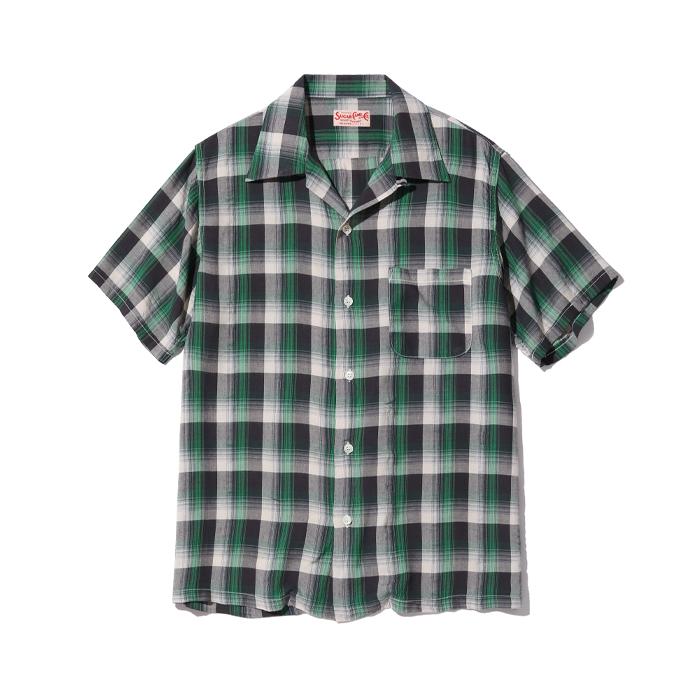 SUGAR CANE シュガーケーン メンズ 半袖 レーヨン チェック オープン