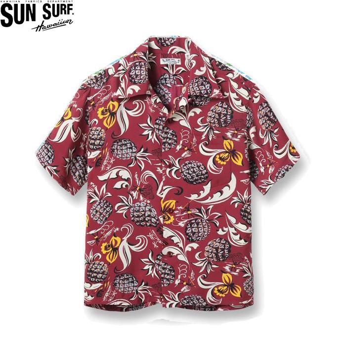 SUN SURF サンサーフ 半袖 レーヨン ハワイアンシャツ ブラウン アロハ