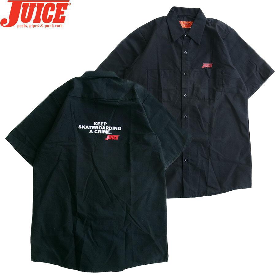 JUICE MAGAZINE KEEP SKATEBOARDING A CRIME S/S WORK SHIRTS BLACK