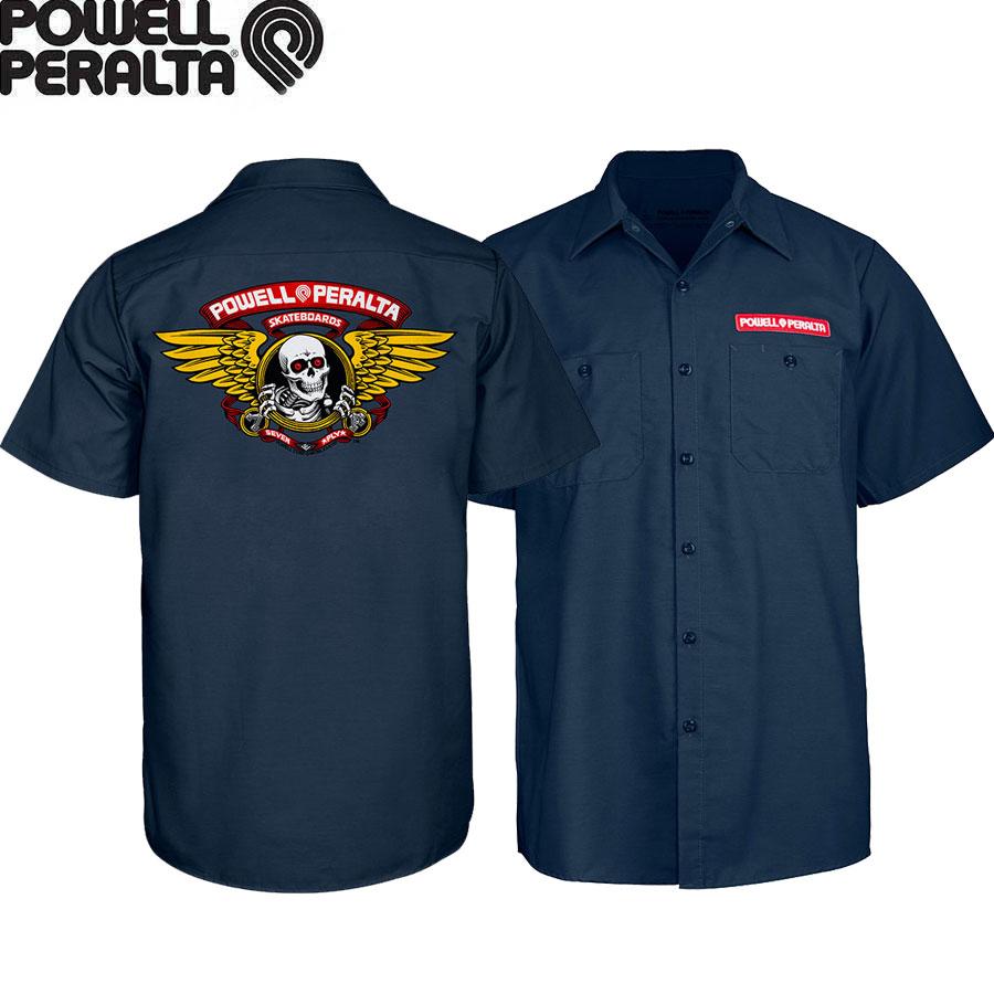 【傑作レア】希少S RRL ソルトペッパー 化石系 WORK SHIRT POWELL（パウエル） POWELL PERALTA WINGED RIPPER S/S WORK SHIRTS