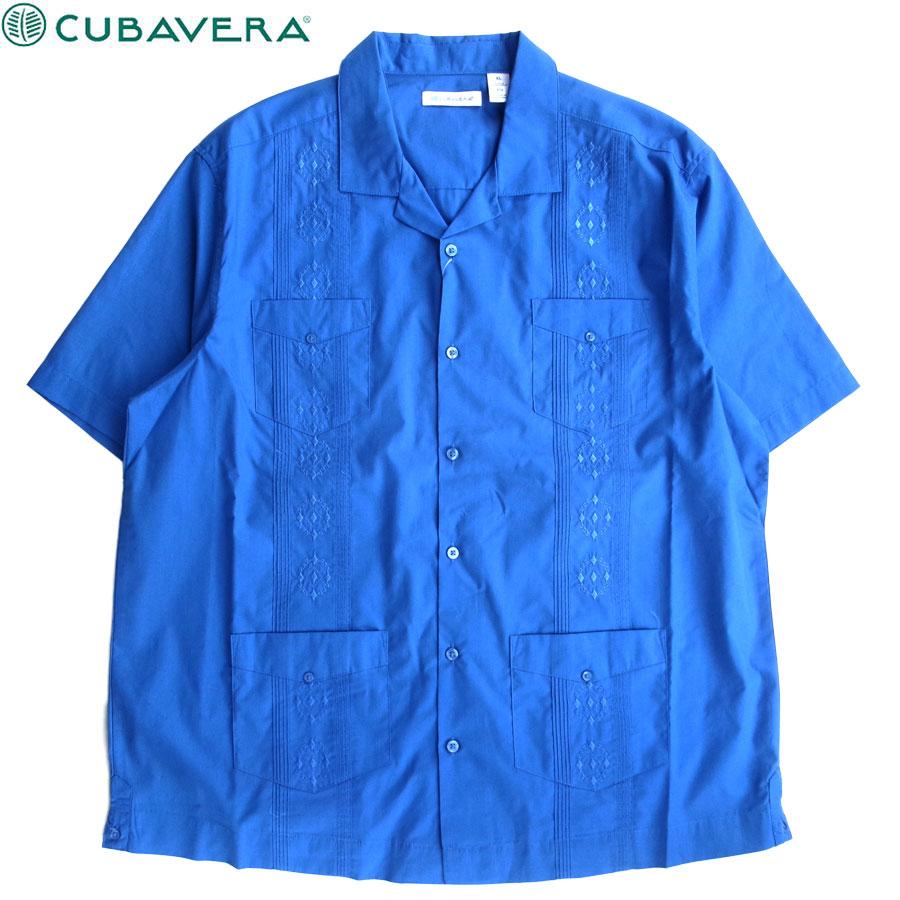 【Cubavera】キューバベラ 刺繍 キューバシャツ 半袖 XL レーヨン混 CUBAVERA AUTHENTIC EMB GUAYABERA SHIRTS BLUE BELL CUBA241 キューバ