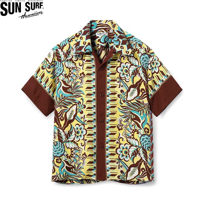 SUN SURF S/S RAYON HAWAIIAN SHIRT FLOWER FIELD BORDER SS39430