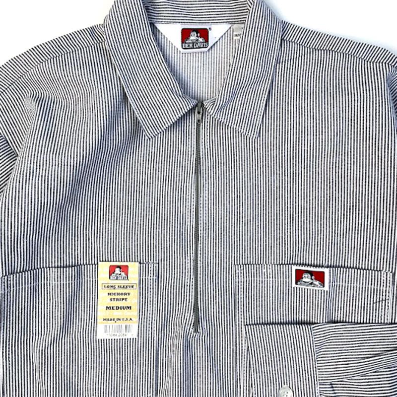 ベンデイビス ハーフジップ 長袖 ワークシャツ ヒッコリー ストライプ プルオーバー メンズ レディース BEN DAVIS BD200 L/S HALF ZIP SHIRTS HICKORY STRIPED｜americanrushstore｜02