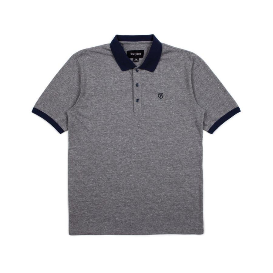 ブリクストン 半袖 ポロ ニット ヘザーグレー/ネイビー ポロシャツ BRIXTON SALFORD S/S POLO KNIT HEATHER GREY/NAVY