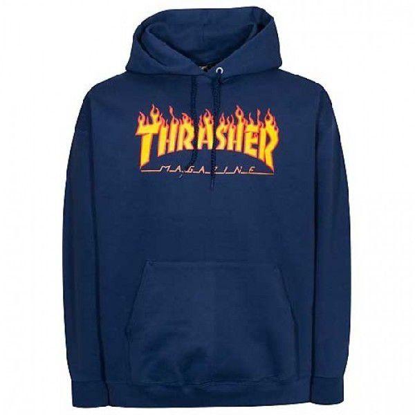THRASHER（スラッシャー） FLAME LOGO プルオーバー パーカー NAVY
