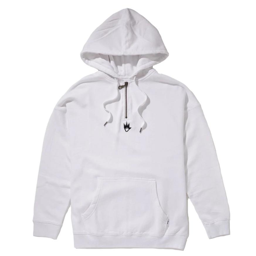 アフェンズ ハーフジップ プルオン フード パーカー ホワイト